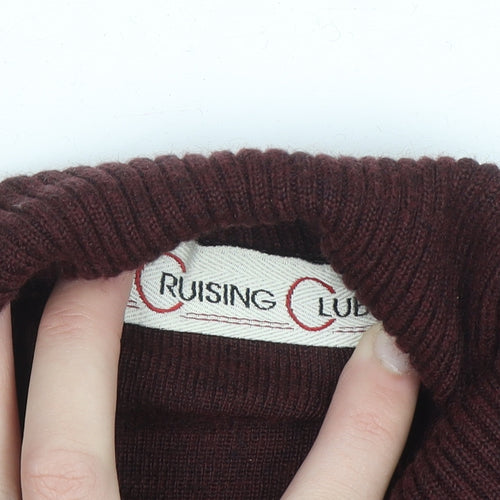 Cruising Club Men's Brown Roll Neck Wool Blend Jumper L