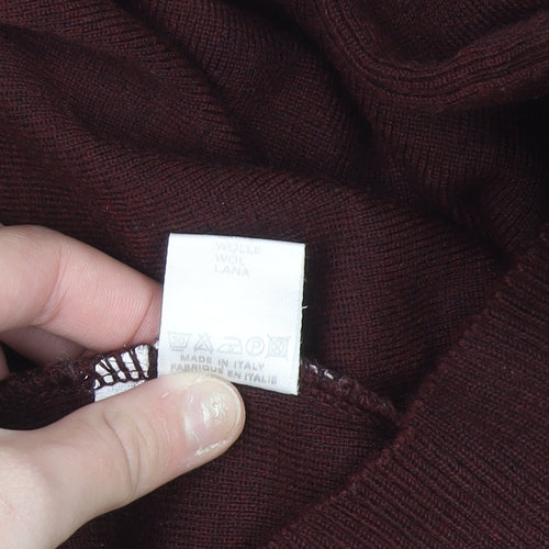 Cruising Club Men's Brown Roll Neck Wool Blend Jumper L