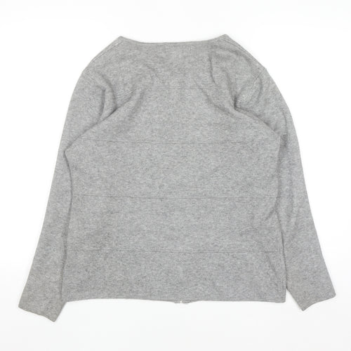 Mudflower Women's Grey Full Zip Studded Knit Jumper Size M