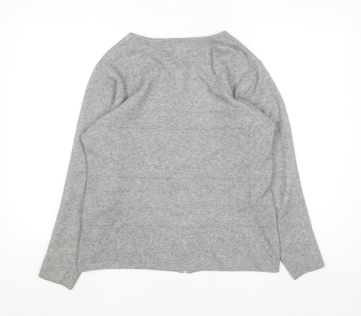 Mudflower Women's Grey Full Zip Studded Knit Jumper Size M