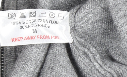 Mudflower Women's Grey Full Zip Studded Knit Jumper Size M