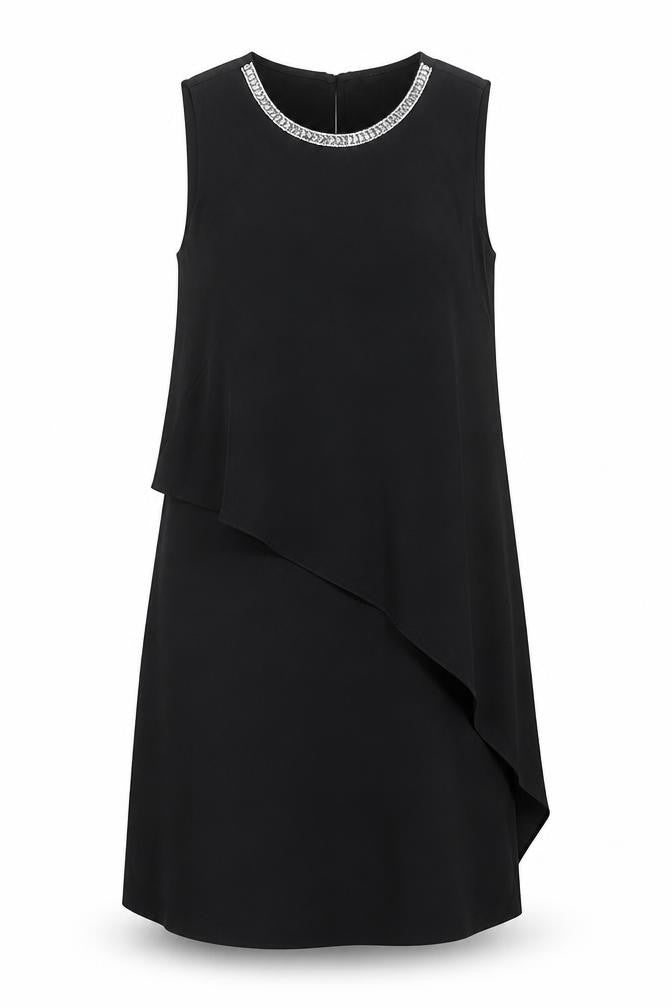 Front view of Dorothy Perkins Women's Black, size 8, Beaded Shift Dress