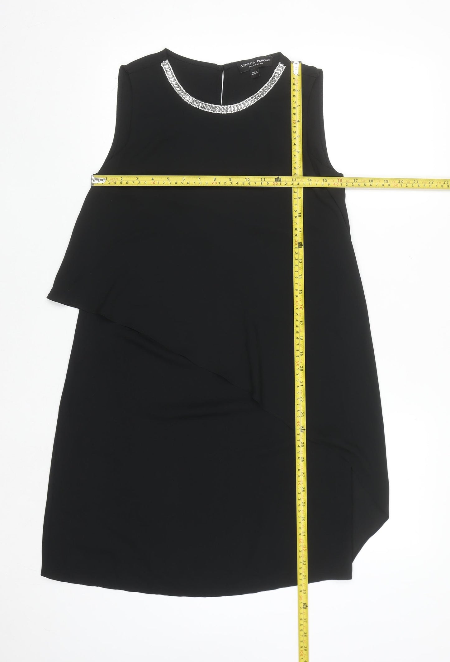 Dorothy Perkins Women's Black Size 8 Beaded Shift Dress