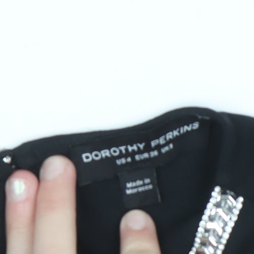 Dorothy Perkins Women's Black Size 8 Beaded Shift Dress