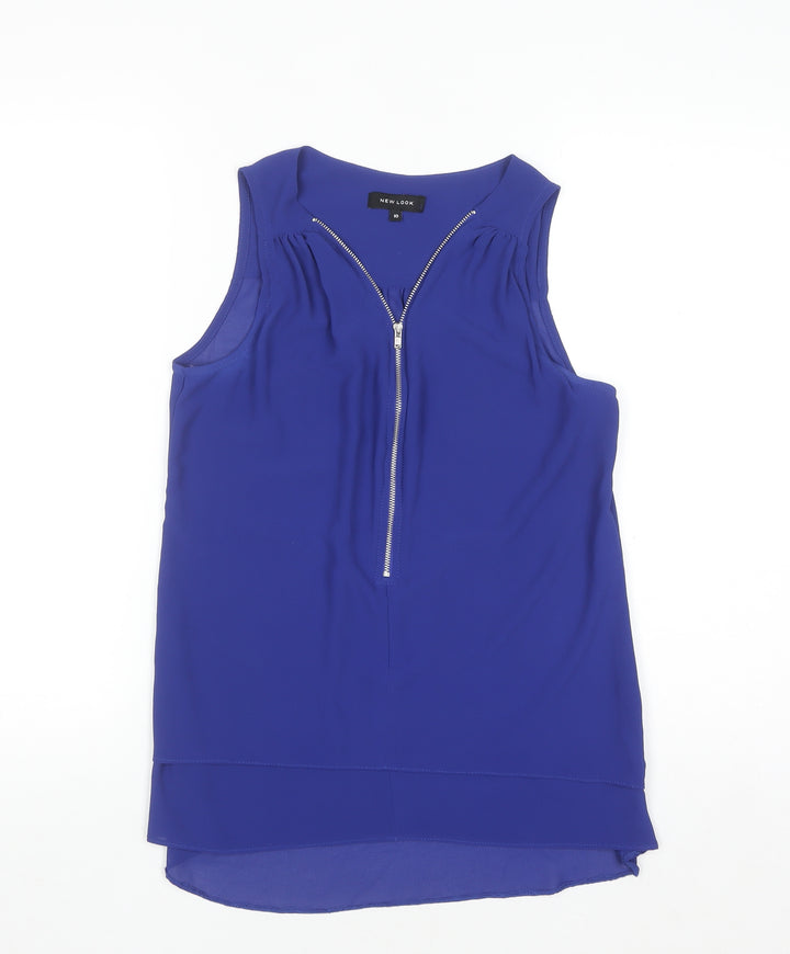 New Look Women’s Blue Sleeveless Zip Blouse Size 10