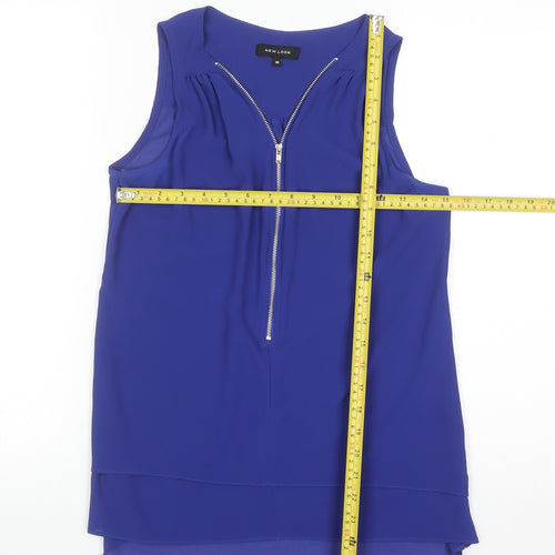 New Look Women’s Blue Sleeveless Zip Blouse Size 10