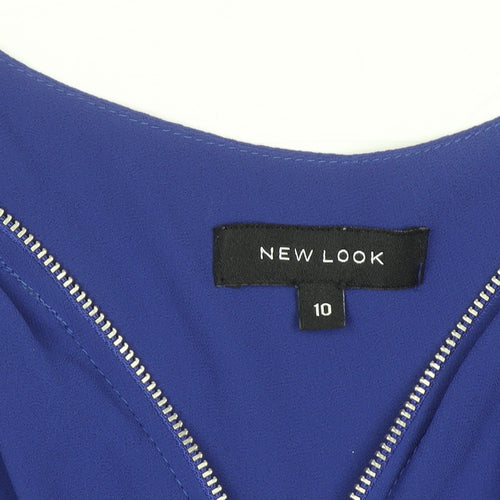 New Look Women’s Blue Sleeveless Zip Blouse Size 10