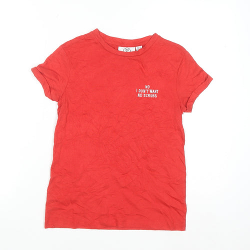 Lyrics by Ink Women's Red Cotton Music Print T-Shirt Size 4