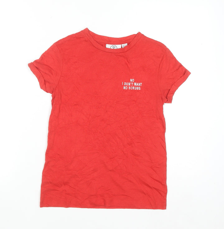 Lyrics by Ink Women's Red Cotton Music Print T-Shirt Size 4