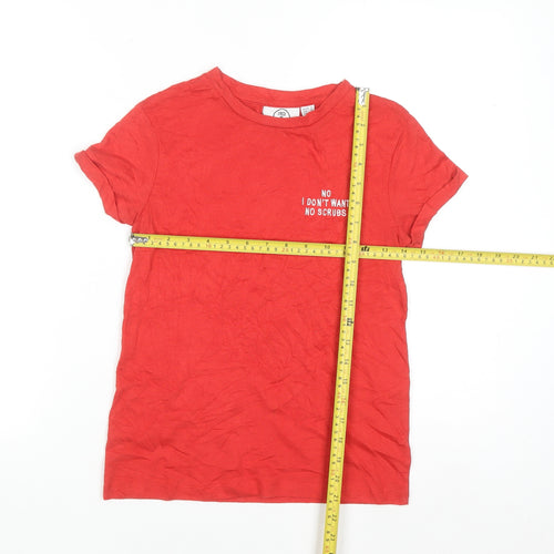 Lyrics by Ink Women's Red Cotton Music Print T-Shirt Size 4