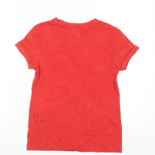 Lyrics by Ink Women's Red Cotton Music Print T-Shirt Size 4