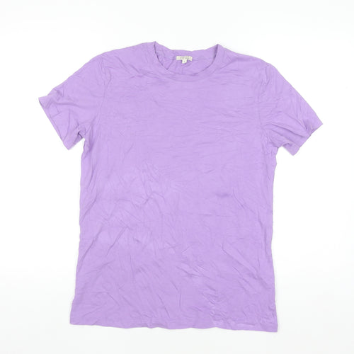 Jigsaw Women's Purple Cotton Short Sleeve Basic T-Shirt S