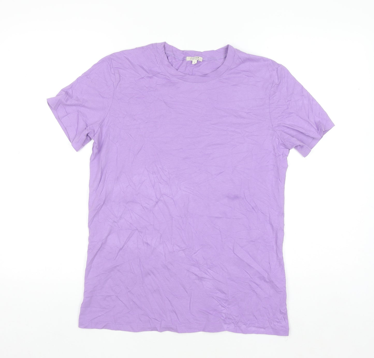 Jigsaw Women's Purple Cotton Short Sleeve Basic T-Shirt S