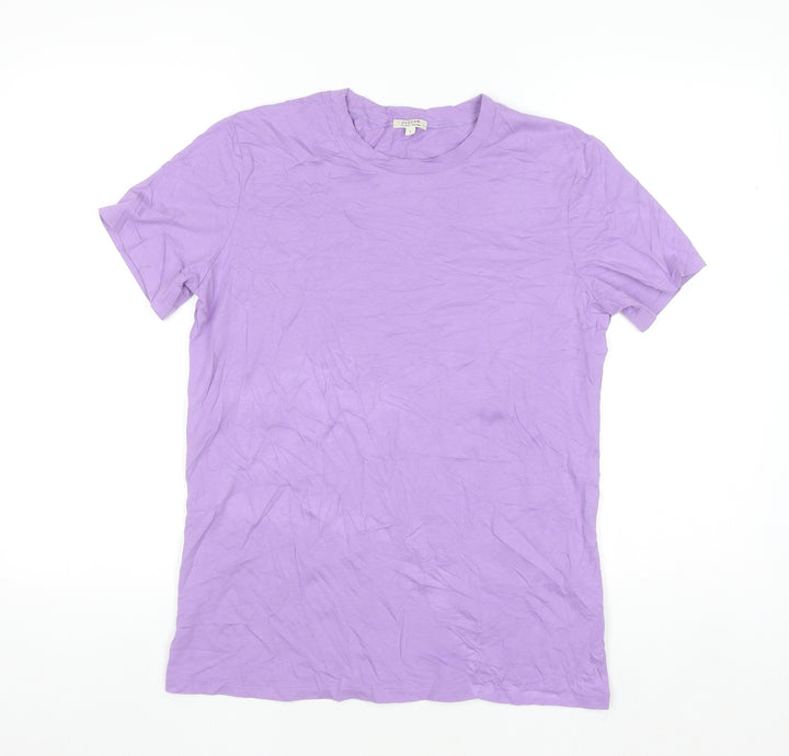 Jigsaw Women's Purple Cotton Short Sleeve Basic T-Shirt S