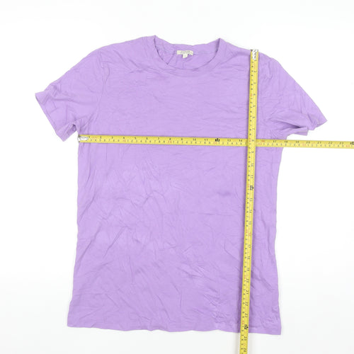 Jigsaw Women's Purple Cotton Short Sleeve Basic T-Shirt S