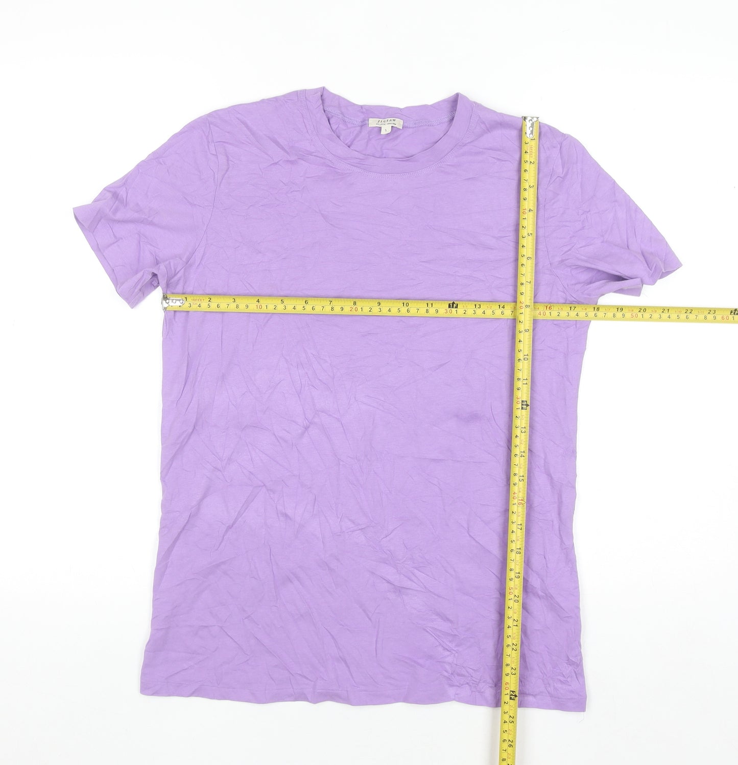 Jigsaw Women's Purple Cotton Short Sleeve Basic T-Shirt S