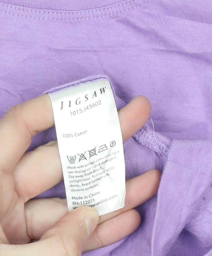 Jigsaw Women's Purple Cotton Short Sleeve Basic T-Shirt S