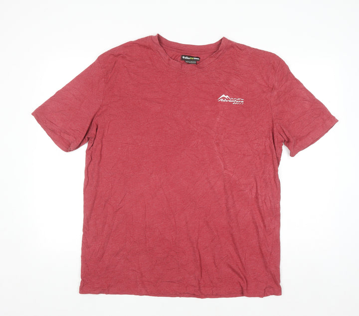 Atlas For Men Red XL Adventure Print Crew Neck T-Shirt