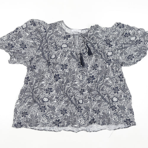 Papaya Women’s Blue Floral Peasant Blouse Size 18 Viscose