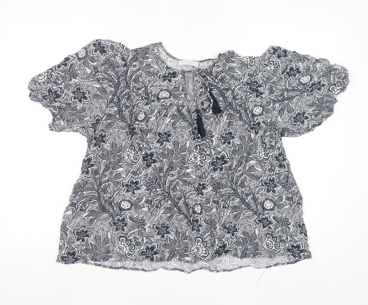 Papaya Women’s Blue Floral Peasant Blouse Size 18 Viscose