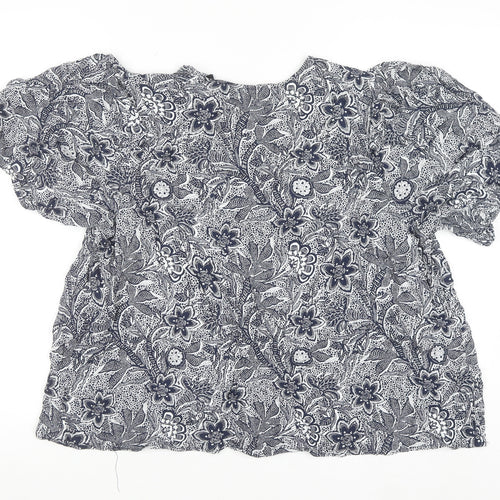 Papaya Women’s Blue Floral Peasant Blouse Size 18 Viscose