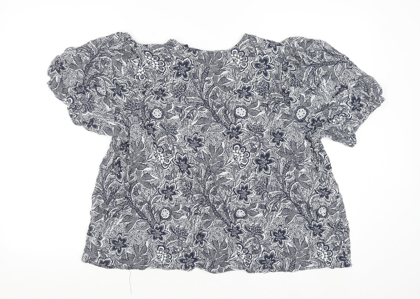 Papaya Women’s Blue Floral Peasant Blouse Size 18 Viscose
