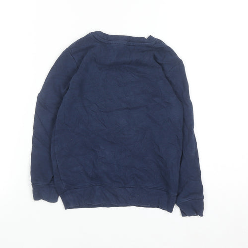 H&M Boys Blue Tiger Embroidered Pullover Sweatshirt 5-6 Years