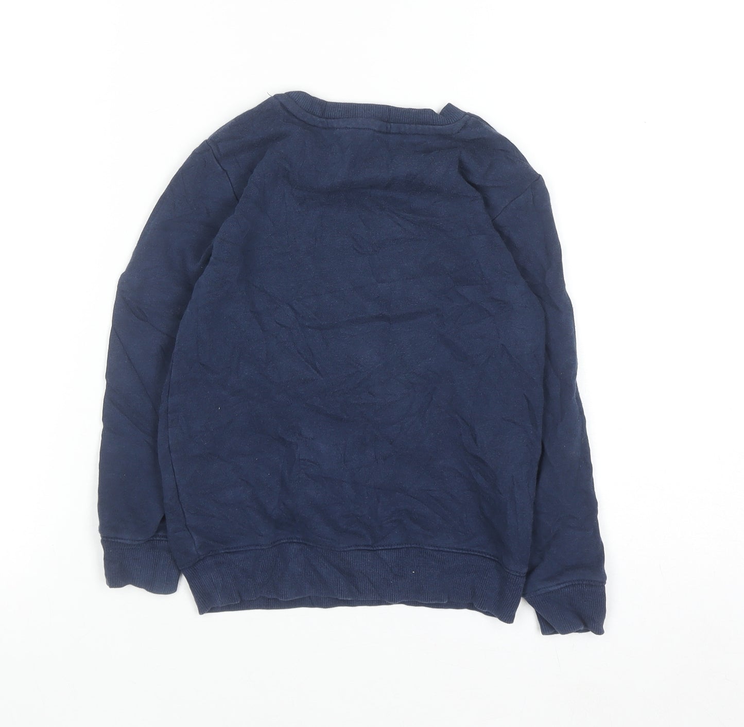 H&M Boys Blue Tiger Embroidered Pullover Sweatshirt 5-6 Years