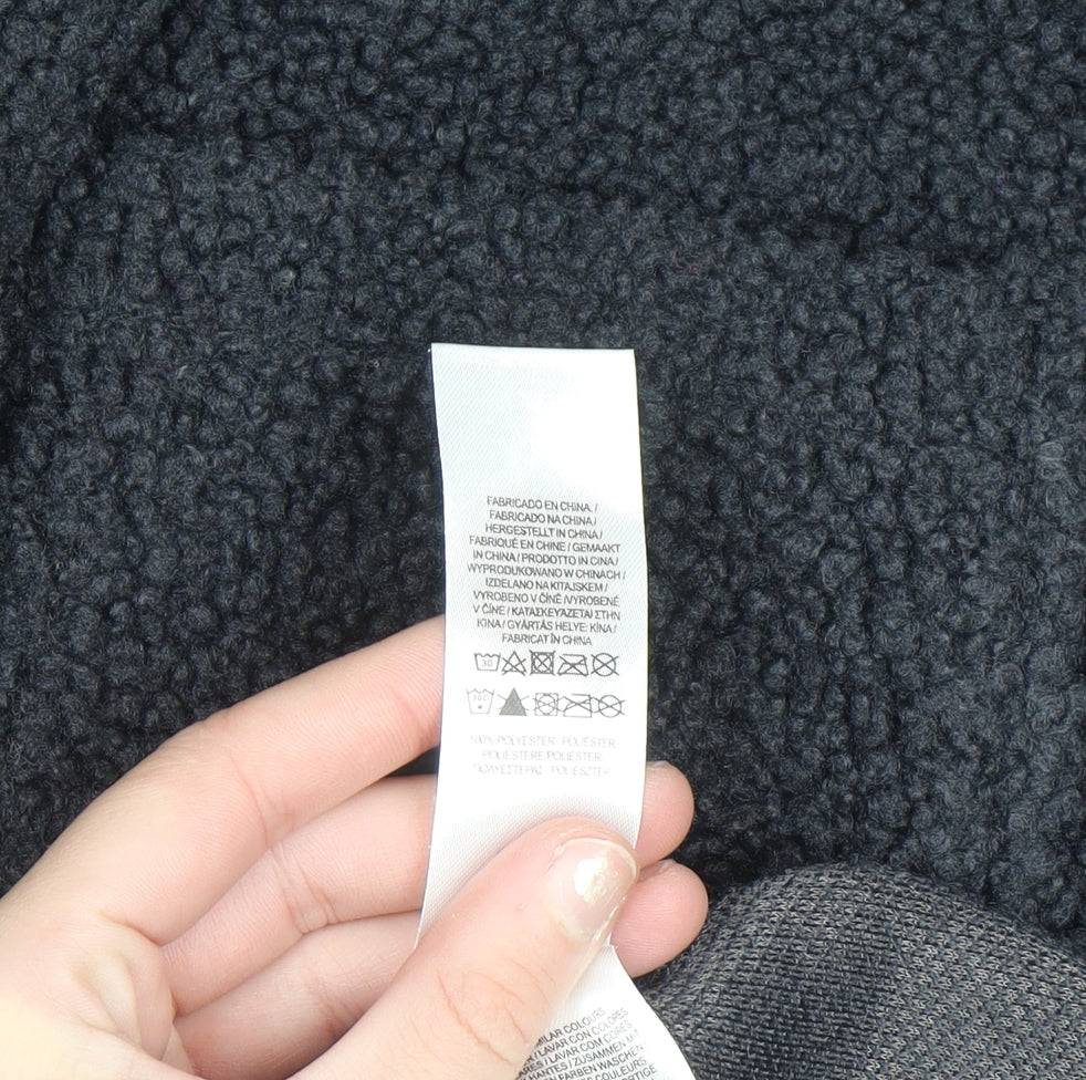 Primark Women's Black Long Fleece Coatigan Size 10 Button Front