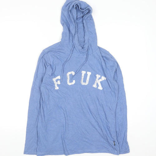 French Connection Women's Blue Graphic Pullover Hoodie Size M