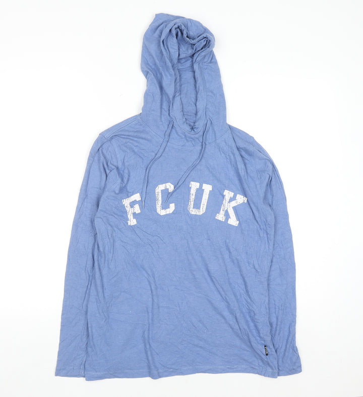 French Connection Women's Blue Graphic Pullover Hoodie Size M