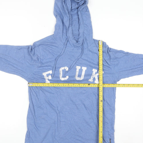 French Connection Women's Blue Graphic Pullover Hoodie Size M