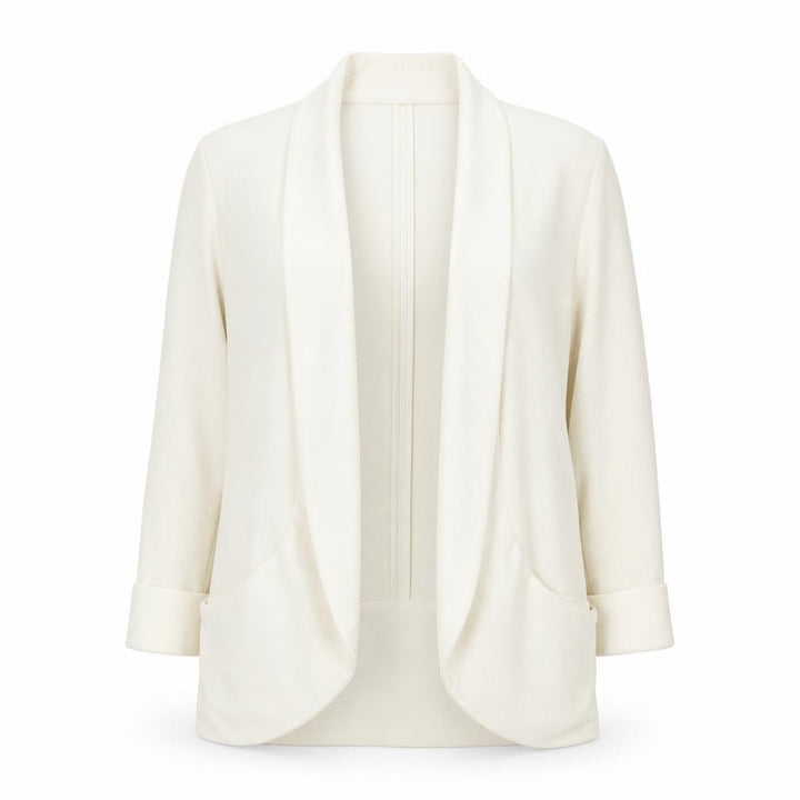 New Look Women Ivory Long Blazer Size 10 Open Front Lightweight Jacket