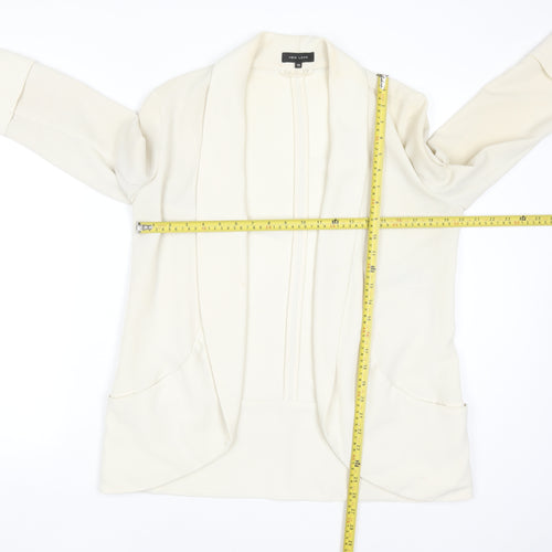 New Look Women Ivory Long Blazer Size 10 Open Front Lightweight Jacket