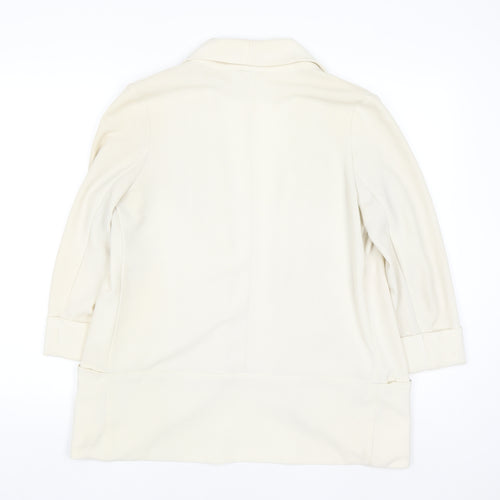 New Look Women Ivory Long Blazer Size 10 Open Front Lightweight Jacket