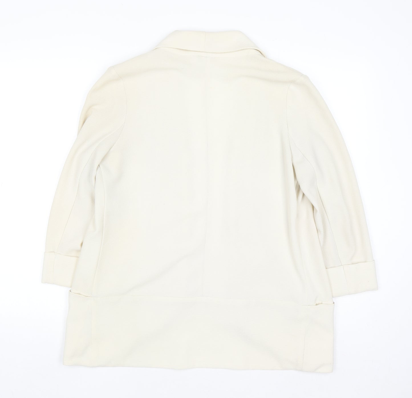 New Look Women Ivory Long Blazer Size 10 Open Front Lightweight Jacket