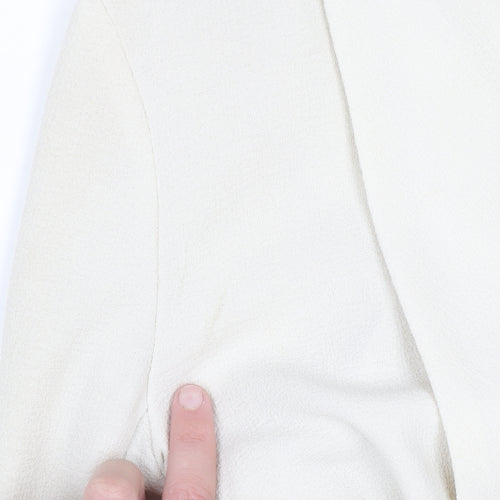 New Look Women Ivory Long Blazer Size 10 Open Front Lightweight Jacket