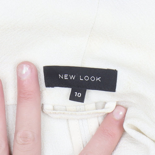 New Look Women Ivory Long Blazer Size 10 Open Front Lightweight Jacket