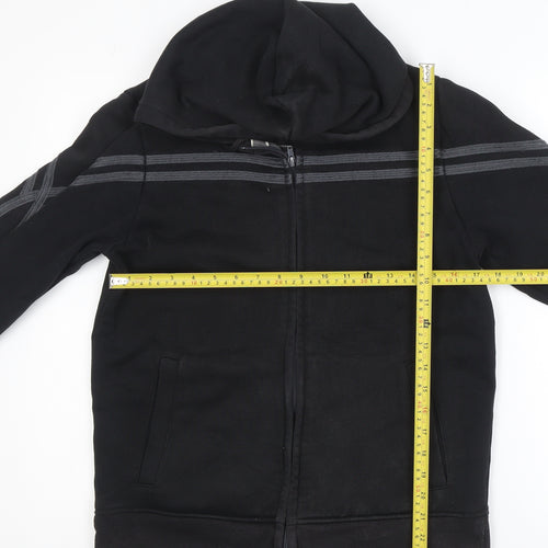 Next Men's Black Small Track Jacket Hooded Full Zip Cotton Blend