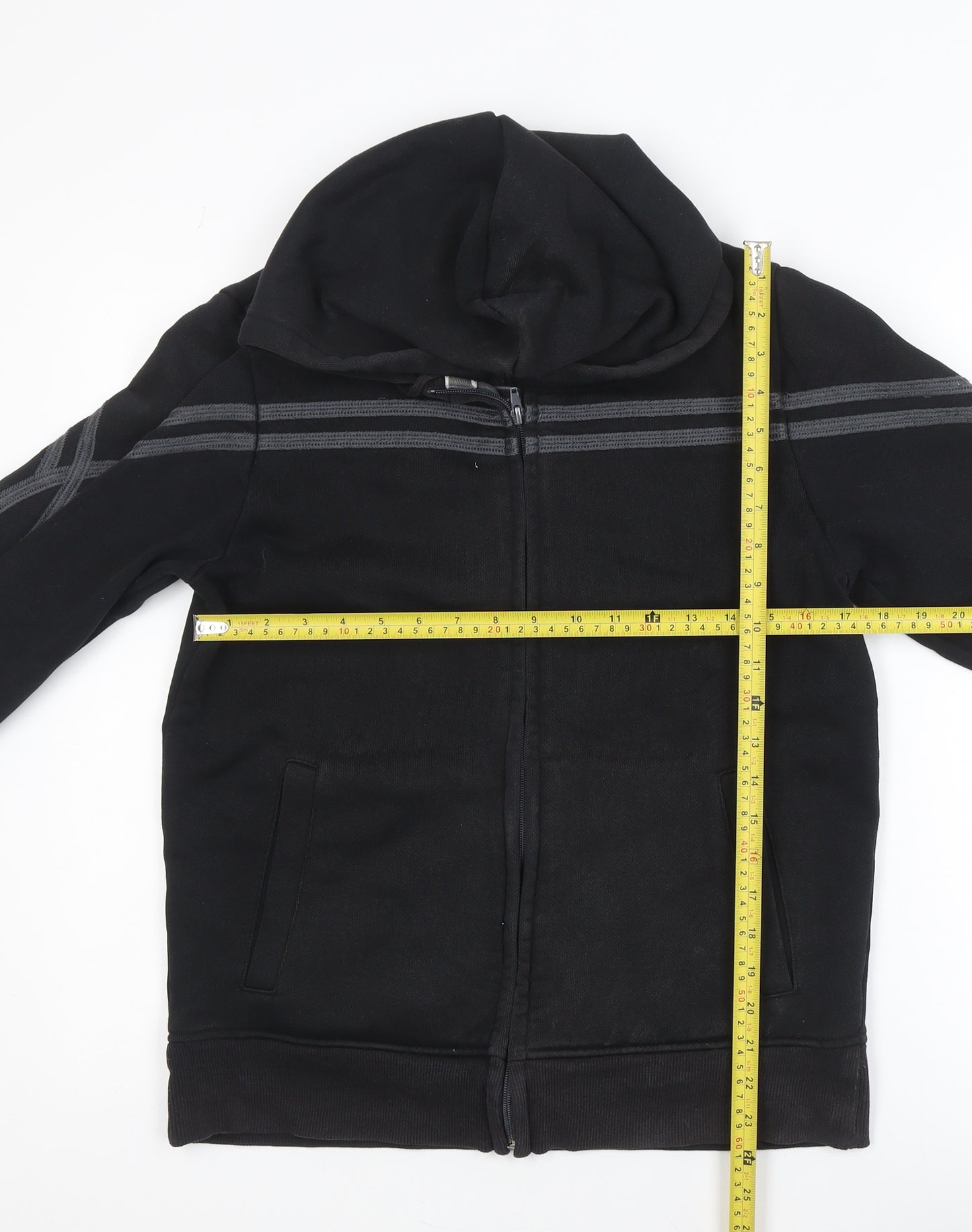 Next Men's Black Small Track Jacket Hooded Full Zip Cotton Blend