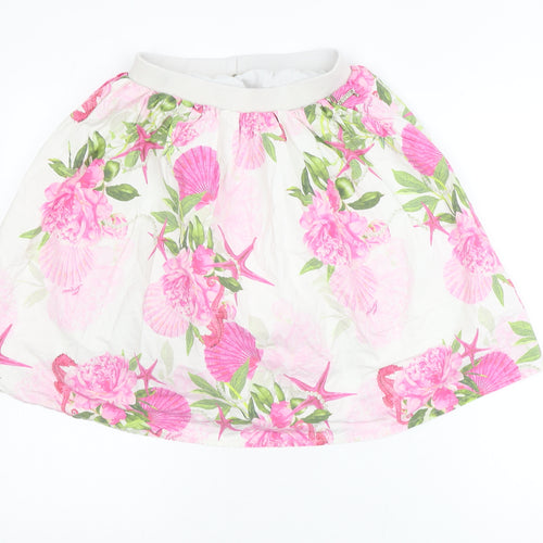 Guess Teens White Floral A-Line Knee Length Skirt Size 8