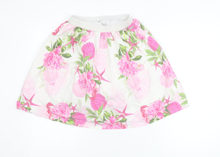 Guess Teens White Floral A-Line Knee Length Skirt Size 8