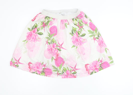 Guess Teens White Floral A-Line Knee Length Skirt Size 8