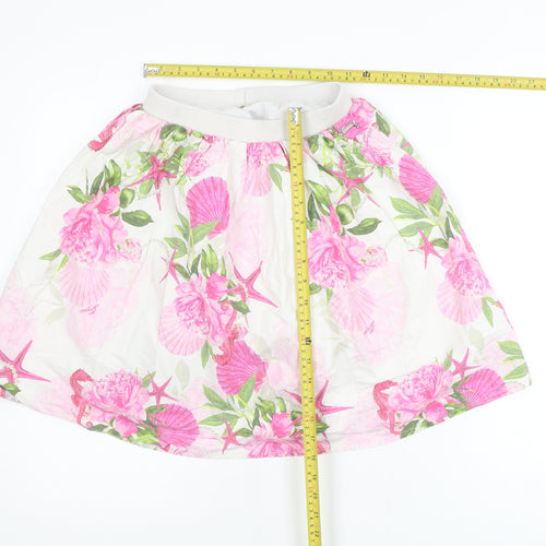 Guess Teens White Floral A-Line Knee Length Skirt Size 8