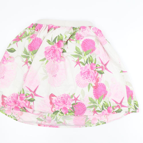 Guess Teens White Floral A-Line Knee Length Skirt Size 8