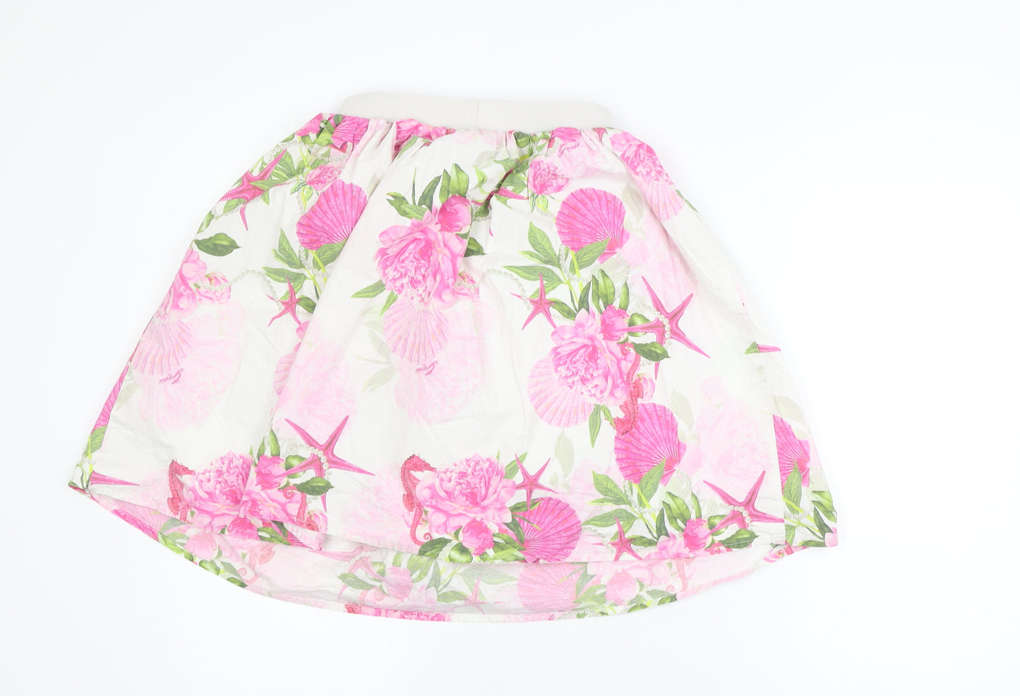 Guess Teens White Floral A-Line Knee Length Skirt Size 8