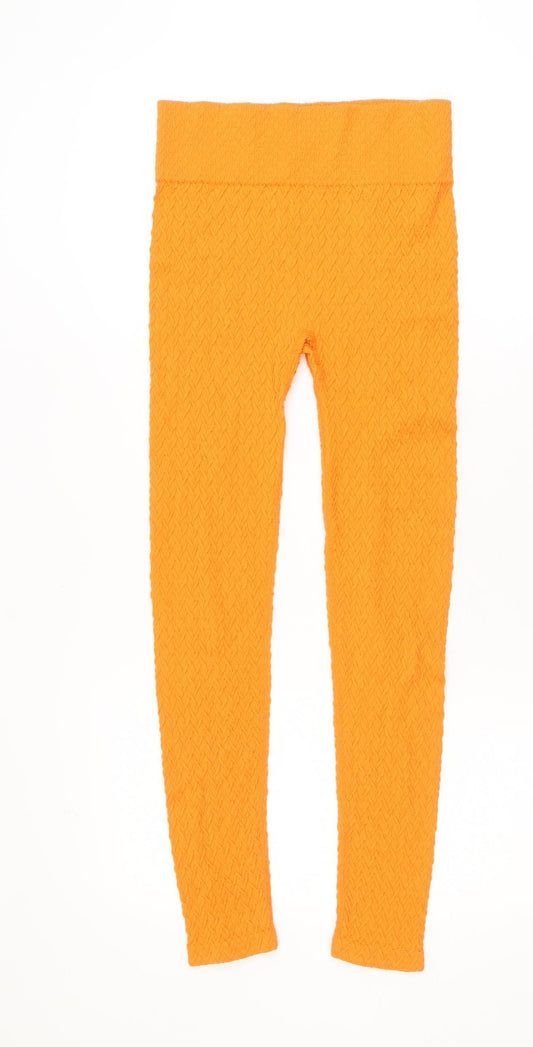 Dunnes Stores Women’s Orange Textured Stretch Leggings Size 14