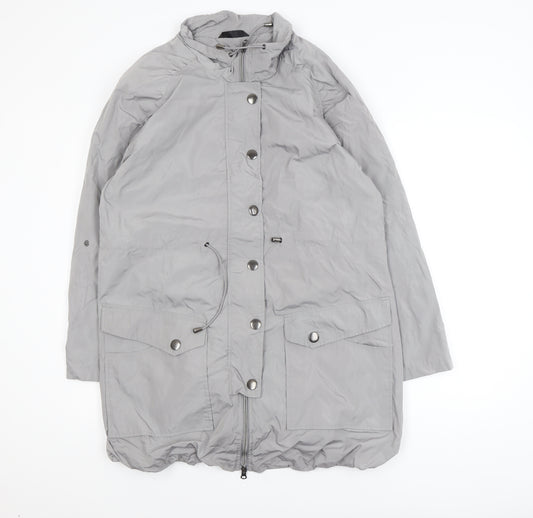 Dunnes Women’s Grey Long Parka Coat Size 18 Hooded Lightweight