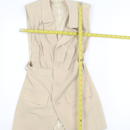 PrettyLittleThing Women Beige Sleeveless Long Blazer Jacket UK 10