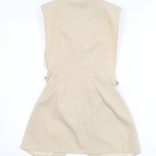 PrettyLittleThing Women Beige Sleeveless Long Blazer Jacket UK 10